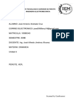 ALUMNO: José Antonio Andrade Cruz MATRICULA: 18080043 Semestre: 308B DOCENTE: Ing. José Alfredo Jiménez Álvarez Materia: Dinamica Unidad 4