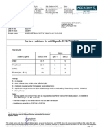 Surface Resistance To Cold Liquids. EN 12720:2009: Test Report