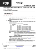 Service Bulletin Replacement of Oil Filter For ROTAX Engine Type 912 I, 912 and 914 (Series)