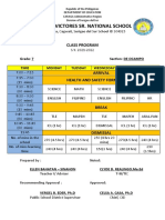 Jose Sanvictores Sr. National School: Class Program