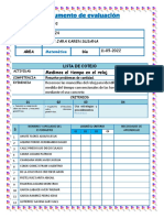 Instrumento de Evaluación: Lista de Cotejo Medimos El Tiempo en El Reloj