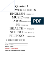 Quarter 1 Answer Sheets English - Music - Arts-PE - Health - Science - Filipino