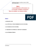 Tema - 3.las Técnicas y Procedimientos en Economía. Los Modelos en Economía. Variables Económicas Tipos de Variables Números Índice.