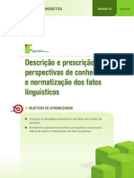 Aula 4 - Descrição e Prescrição Perspectivas de Conhecimento e Normatização Dos Fatos Linguísticos