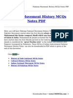 Pakistan Movement History MCQs Notes PDF