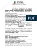 EDITAL DO CONCURSO No 01.2022 CAMARA MUNICIPAL DE SANHARO PE