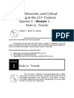 Trends, Networks, and Critical Thinking in The 21 Century: Quarter 3 - Module 1: Fads vs. Trends