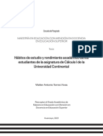 Hábitos de Estudio y Rendimiento Académico de Los Estudiantes de La Asignatura de Cálculo I de La Universidad Continental