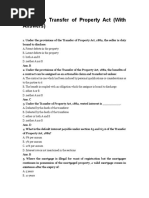 Mcqs On Transfer of Property Act (With Answers)