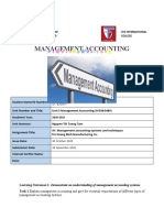 Management Accounting: University of Sunderland Teg International College