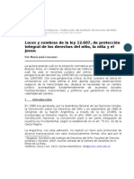 LESCANO Luces y Sombras de La Ley 12.607, de Protección Integral de Los Derechos Del Niño, La Niña y El Joven