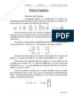 Matrix Algebra: Introduction On Matrices and Vectors