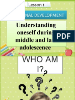 Personal Development: Understanding Oneself During Middle and Late Adolescence