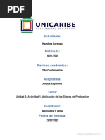 Lorenzo Karolina Unidad 3. Actividad 1. Aplicación de Los Signos de Puntuación