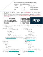 Topic: Nature of The Roots of A Quadratic Equation