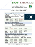 Oferta de Disciplinas ELETIVAS 2022.2 - PPGSOF