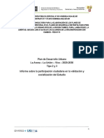 PDU La Arena-La Unión-Vice Informe Validación y Socialización