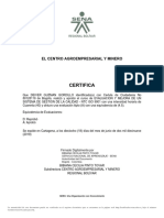 Certifica: El Centro Agroempresarial Y Minero