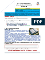 Evaluación Área Religion Vii Ciclo