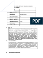 Sílabo Del Curso Gestión de Recursos Humanos I. Información General