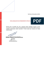 Modelo de Declaração de Atendimento Psicológico