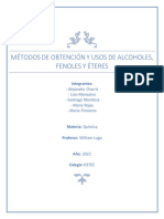 Métodos de Obtención y Usos de Alcoholes J Fenoles y Éteres