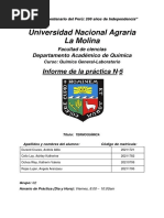 Informe Termoquímica (Química General) - UNALM