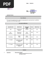 CV For Maths Teacher