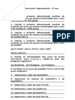 Lista de Exercícios Trigonometria - 2 Ano