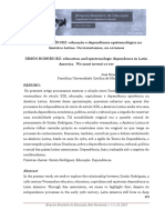 SIMÓN RODRÍGUEZ Educação e Dependência Epistemológica Na América Latina. Ou Inventamos, Ou Erramos