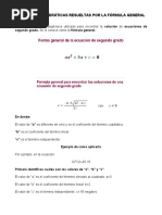 Ecuaciones Cuadráticas Fórmula General