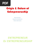 Origin & Nature of Entrepreneurship