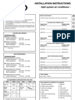 Installation Instructions: - Split System Air Conditioner