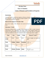 Class 11 Chemistry Revision Notes Classification of Elements and Periodicity in Properties