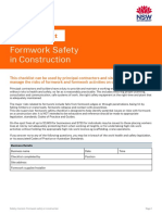 Formwork Safety in Construction Checklist