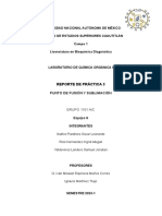 Reporte P3. Punto de Fusión y Sublimación - Equipo 6 - 1101 - BQD - Lab. QO I