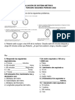 Evaluación de Sistema Metrico - Grado Tercero