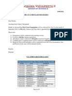 First Term Examination Time Table For Class 8 (2022-2023)