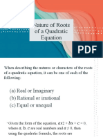 Nature of Roots of A Quadratic Equation