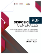 Disposiciones Generales para La Organizacioěn y Funcionamiento de Escuelas Primarias Estatales 2020-2021