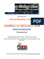 TIFR GS Biology 2018 Question Paper and Key