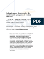 Indicadores de Desempenho de Recebimento - Programado Versus Realizado