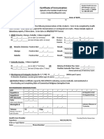 Certificate of Immunization Form