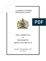 Committal of Her Majesty Queen Elizabeth II - Order of Service