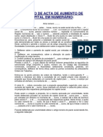 Exemplo de Acta de Aumento de Capital em Numerário