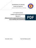 Determinación Espectrofotométrica de Hierro Total Por El Método de La Fenantrolina