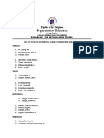 List of Students Distributed To Nine Sections From Heraclitus