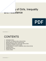 Schooling of Girls, Inequality and Resistance