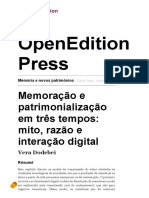 Pat - Memória e Novos Patrimônios - Memoração e Patrimonialização em Três Tempos - Mito, Razão e Interação Digital - OpenEdition Press