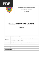 5° Evaluación Informal de Lenguaje